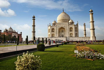 Tourists at a mausoleum, Taj Mahal, Agra, Uttar Pradesh, India