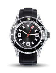 Sporty chronograph watch isolated