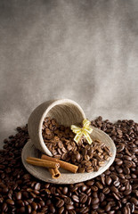 Handmade cup with coffee