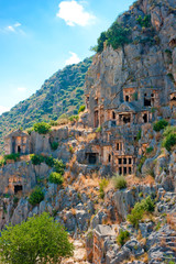Fototapeta premium Rock-cut Lycian tombs in Demre