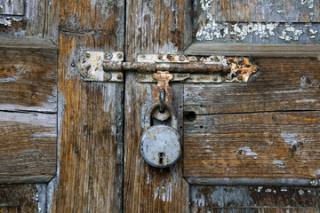 Close-up of weathered door, Shimla, Himachal Pradesh, India