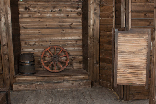 Interior Of A Old Wooden Shed