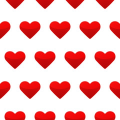 Red heart seamless pattern white background
