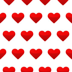 Red heart seamless pattern white background