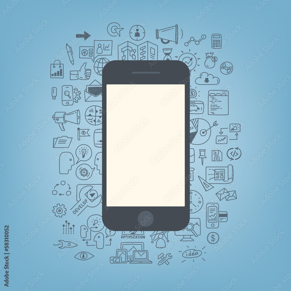 Poster web development with modern smartphone
