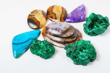 Various gemstones on white backgrouns