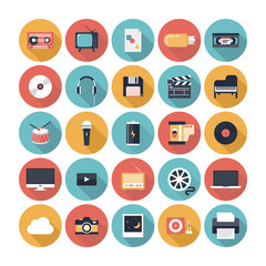Multimedia flat icons set