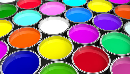 Paint buckets - with colored paint