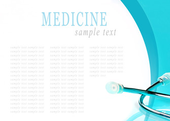 Stethoscope on blue, reflective background