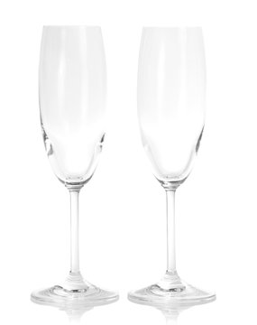 Two empty champagne glasses