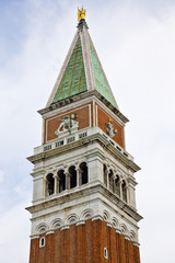 Low angle view of a bell tower, St Mark's Campanile, Doges Palace, Venice, Veneto, Italy