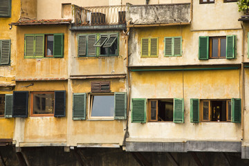 Fototapeta na wymiar Low angle view of windows of a building, Florence, Tuscany, Italy