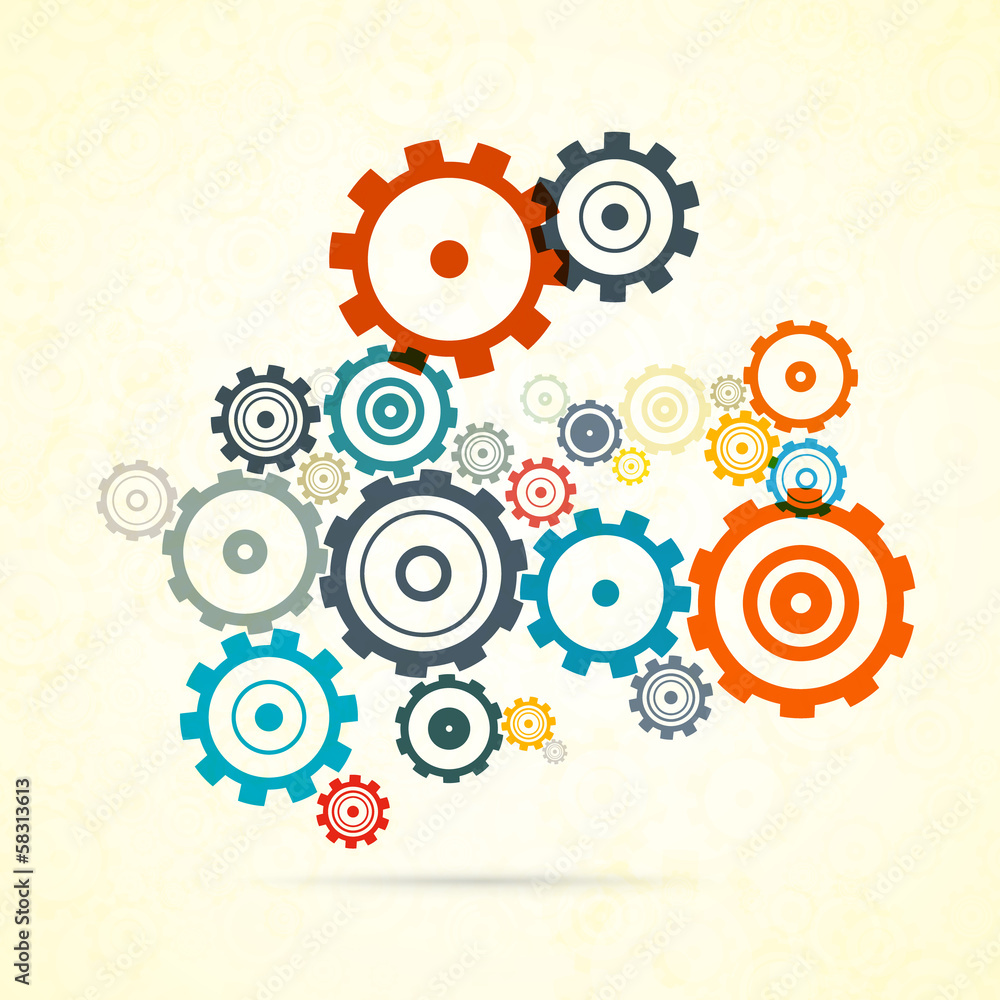 Poster Abstract vector colorful cogs - gears