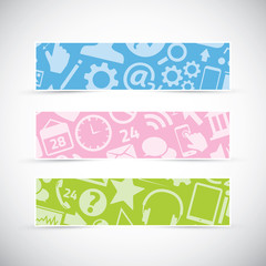 Three icon texture web banners/headers vector