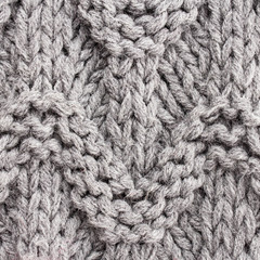 Gray  knitting background texture. Knit woolen Fabric textile mu
