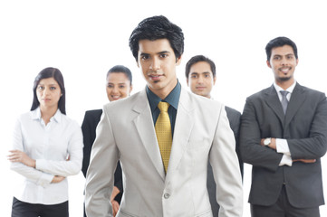 Portrait of five business executives