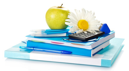 Set of blue school accessories