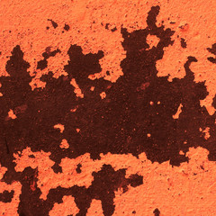 orange abstract texture old wall with cracks on the pain