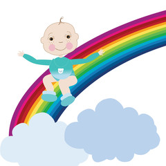 Baby and rainbow vector