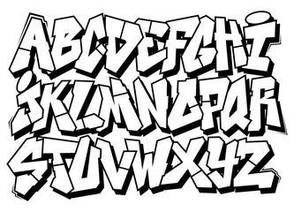 Poster Im Rahmen Classic street art graffiti font type. Vector alphabet © foreks
