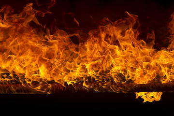 Fototapeta premium Blazing flames on black background