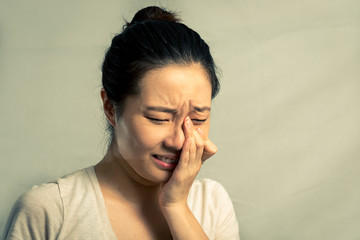 Portrait of woman crying