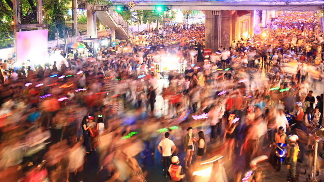 crowd of people walking in city time lapse