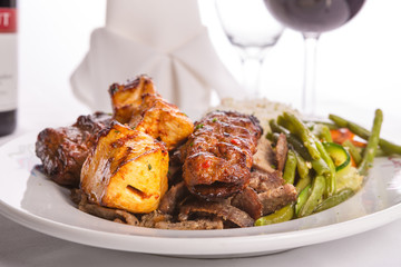 Mixed Chicken, Beef, Adana, Doner Kebabs Served with Rice