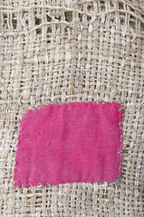 Burlap with red patch