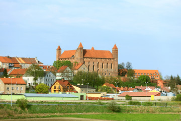 Gniew town with teutonic castle at Wierzyca river, Poland