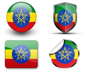 Ethiopia flag button sticker and badge