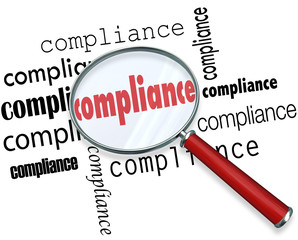 Compliance Words Magnifying Glass Rules Regulations