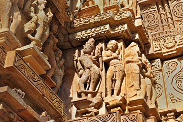 Human Sculptures at Vishvanatha Temple, Western temples of Khajuraho, Madhya Pradesh, India