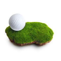 Golf ball on green grass field.