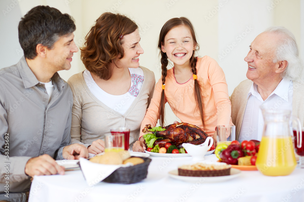 Poster family at thanksgiving table