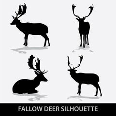 fallow deer silhouette icons eps10