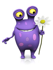 A spotted monster holding a big flower. © Sarah Holmlund