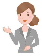 案内する女性