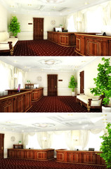 rich interior decoration of the reception in building of the mun