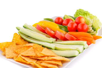 Nachos and vegetables