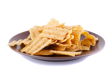 Wheat chips on plate