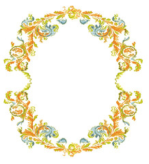 Decorative round frame ornamental floral classic color