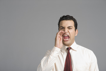 Businessman shouting