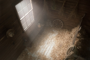 Scenery in the village barn studio