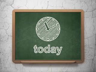 Time concept: Clock and Today on chalkboard background