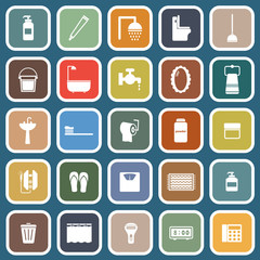 Bathroom flat icons on blue background