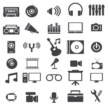 Audio and video icons set vector