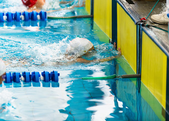 swimming race: touch down