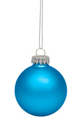 Cyan christmas ball isolated on white background