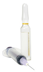 Close-up of a vial with a medical injection